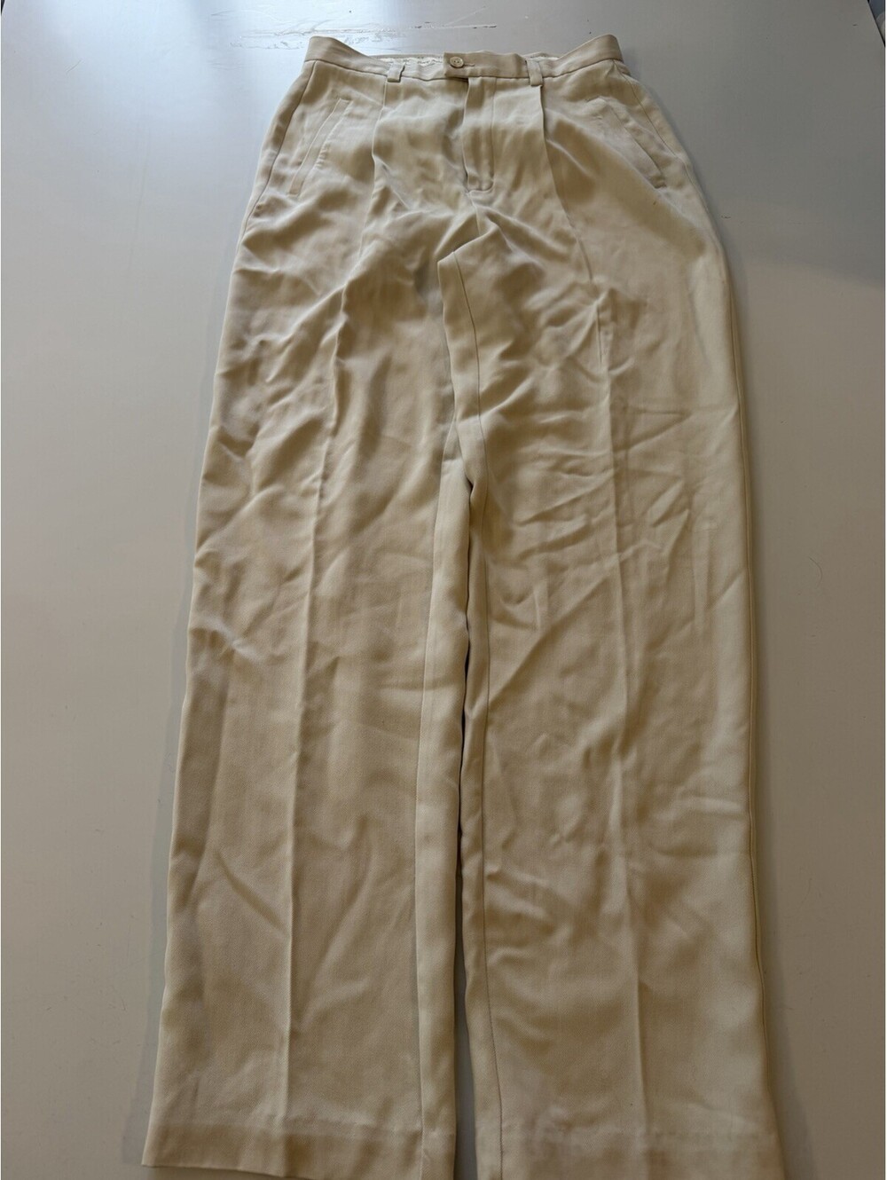 Tommy Bahama Women’s Size 8 100% Silk Ivory Cream Herringbone Pleated Pants